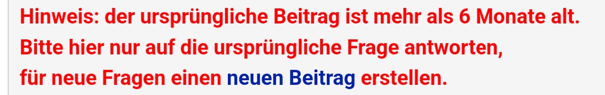 Hinweistext zu alten Forenbeiträgen