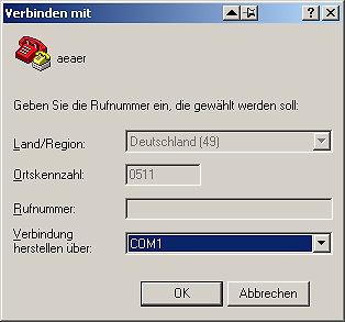 Dialogfenster zur Telefonverbindung