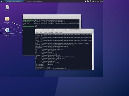 Terminal-Fenster mit Verzeichnisauflistung unter Xubuntu