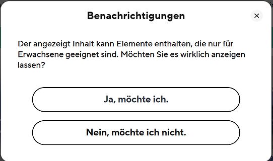 Altersprüfung Warnmeldung