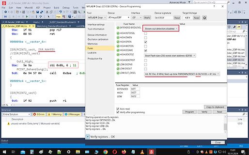 Software-Screenshot der MPLAB Snap Device Programming Oberfläche