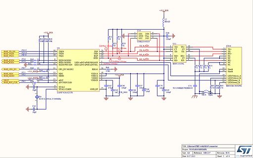 Schaltplan eines Ethernet PHY mit RJ45 Anschluss
