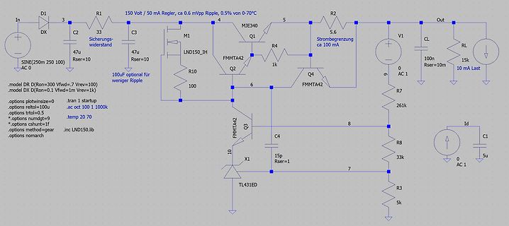 Schaltplan eines 150V/50mA Reglers