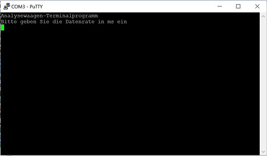 PuTTY Terminalfenster mit deutscher Textmeldung
