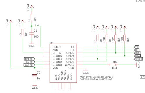 Schaltplan eines Mikrocontrollers mit ESP8266-Bezug