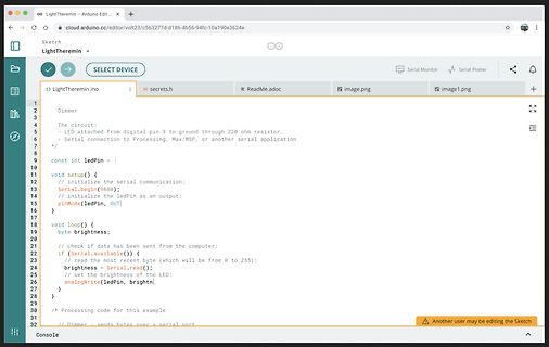 Arduino IDE Programmcode für LightTheremin