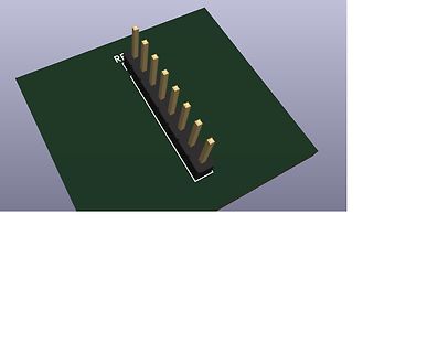 CAD-Ansicht einer Leiterplatte mit Stiftleiste