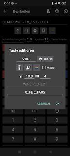 Screenshot einer App zum Editieren von Tastenbelegungen
