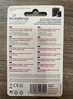Verpackung einer MediaRange microSDHC Speicherkarte