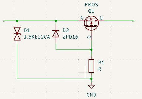 Schaltplan mit PMOS-Transistor und Dioden