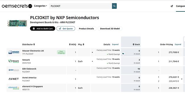 Screenshot einer Website für Elektronikkomponenten