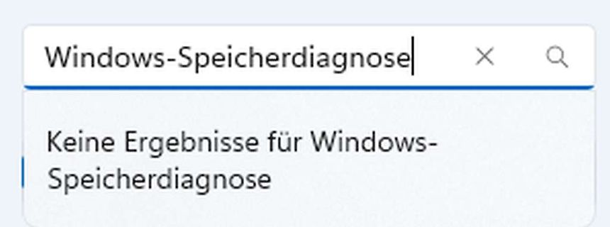 Windows-Speicherdiagnose Suchergebnis