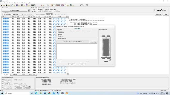 Softwareoberfläche eines PIC-Programmiergeräts