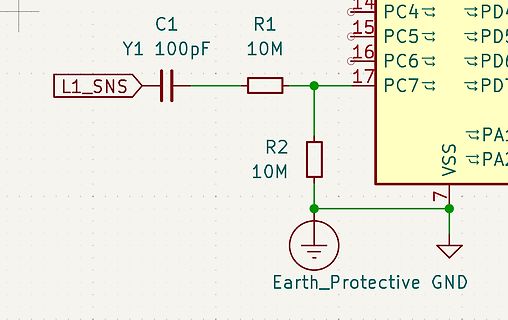 Schaltplan eines RC-Glieds an Mikrocontroller-Pin