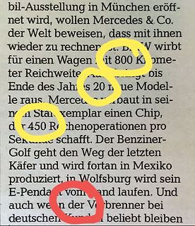 Zeitungsartikel über Mercedes und Automobiltechnik