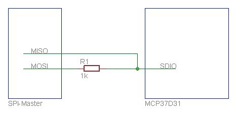 Schaltplan einer SPI-Verbindung mit Pull-up-Widerstand