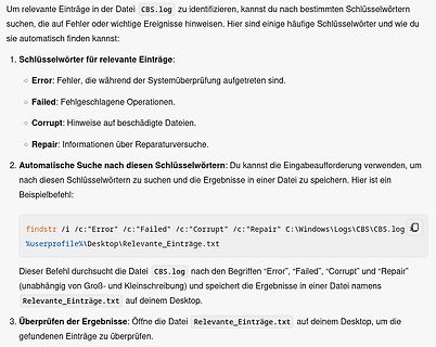 Anleitung zur Suche nach relevanten Einträgen in CBS.log