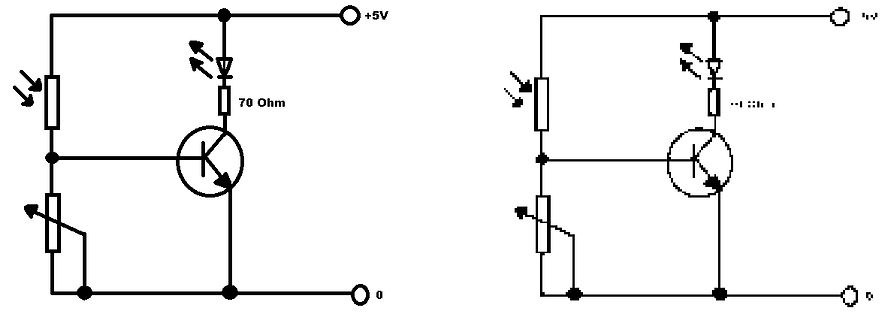 Schaltplan mit Transistor, LED und Widerständen