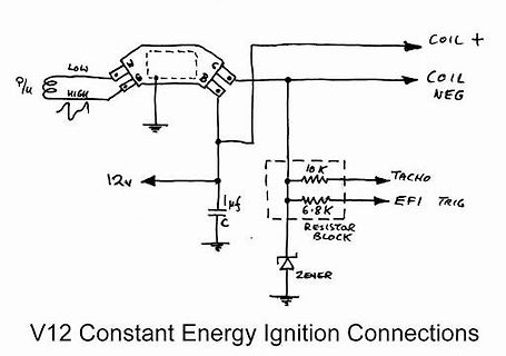 Schaltplan V12 Constant Energy Ignition Connections