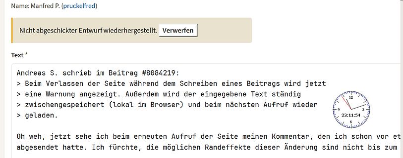 Screenshot eines Forenbeitrags mit Text und Dialogfeld