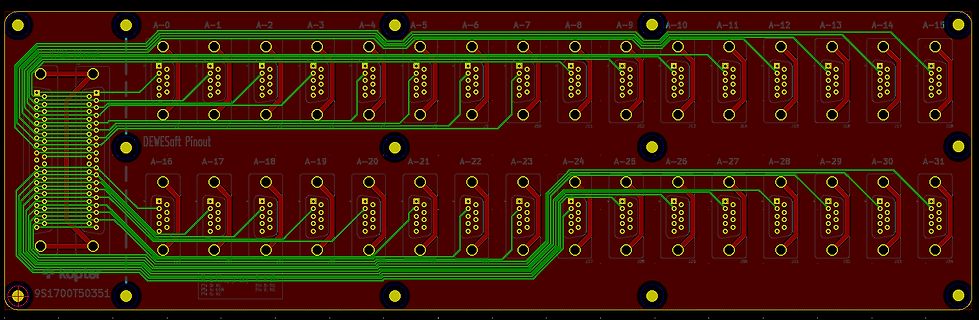 PCB-Layout einer Leiterplatte mit Anschlüssen