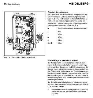 Montageanleitung für eine Wallbox mit Gehäusezeichnung