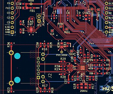 CAD-Ansicht eines Leiterplatten-Layouts