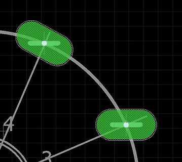 Ausschnitt eines Leiterplatten-Layouts mit Pad-Darstellung