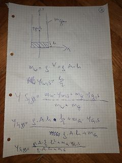 Handgezeichnete physikalische Herleitung des Schwerpunkts