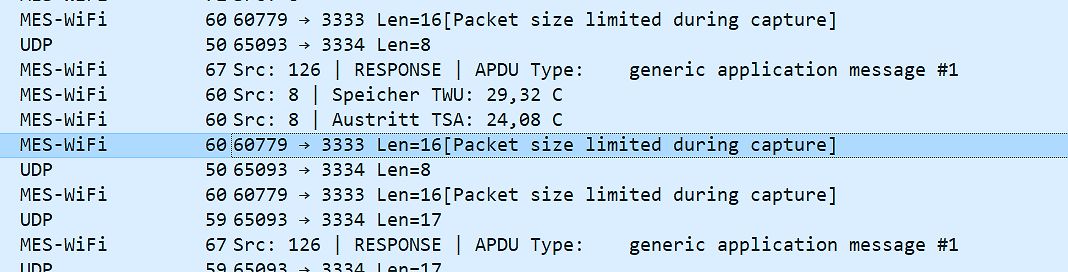 Netzwerkprotokoll-Analyse von MES-WiFi UDP-Paketen