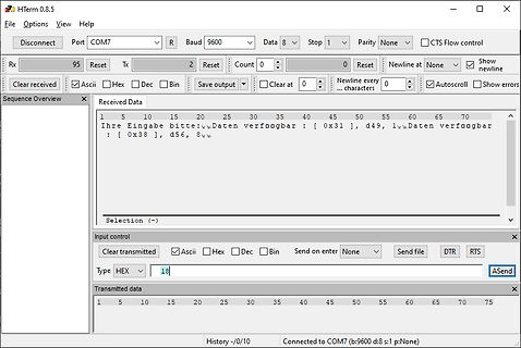 Screenshot eines Terminal-Programms HTerm