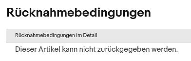 Text zu Rücknahmebedingungen