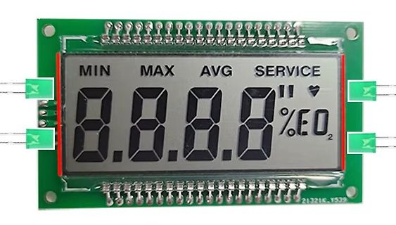 LCD-Display auf Leiterplatte mit Messwerten