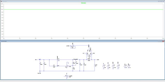 Schaltplan und Oszilloskop-Simulation eines Linearreglers
