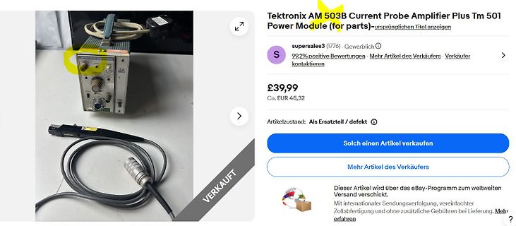 eBay-Angebot für Tektronix AM 503B Stromsondenverstärker