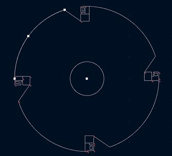 CAD-Darstellung eines kreisförmigen Leiterplatten-Layouts