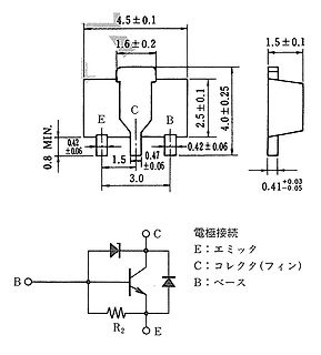 Technische Zeichnung und Schaltplan eines Transistors