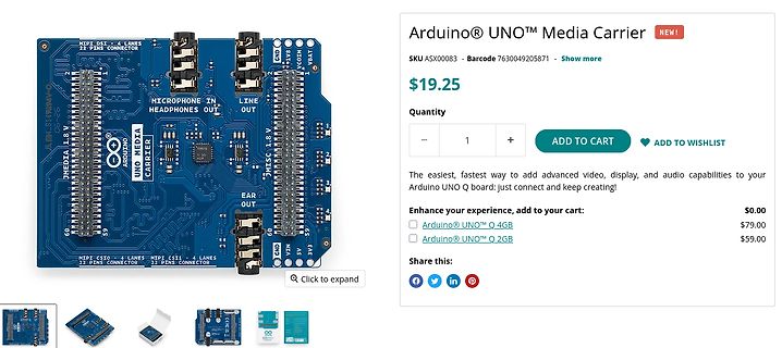 Arduino UNO Media Carrier Produktseite