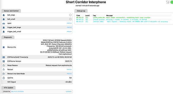 ESPHome Debug Log und Diagnose Interface