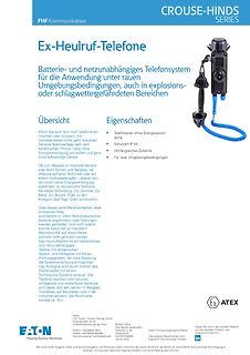 Werbeblatt für Ex-Heulruf-Telefone von Eaton
