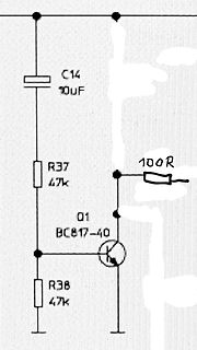 Ausschnitt eines Schaltplans mit Transistor und Widerständen