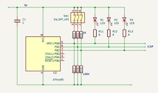 Schaltplan mit ATtiny85 Mikrocontroller