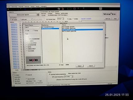 Abfotografierter Bildschirm einer Programmiersoftware Xpro