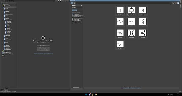 Screenshot einer Komponentenbibliothek in einer Simulationssoftware