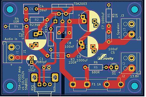 PCB-Layout eines TDA2003 Audio-Verstärkers