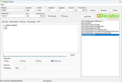 Modbus Terminal Software mit Kommunikationsprotokoll