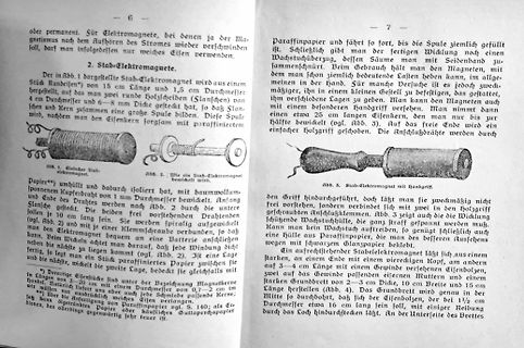 Buchseite mit Abbildungen eines Stab-Elektromagneten
