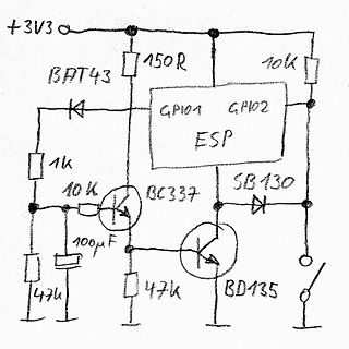Handgezeichneter Schaltplan mit ESP-Mikrocontroller