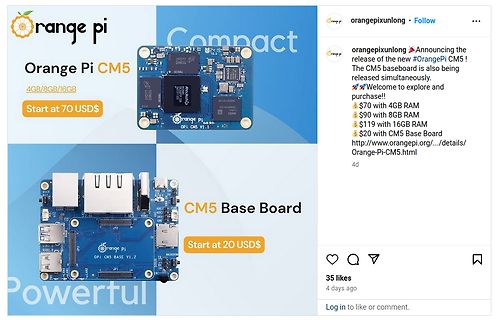 Orange Pi CM5 Modul und Base Board Werbebild