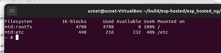 Terminal-Ausgabe der Speicherbelegung eines MTD-Dateisystems